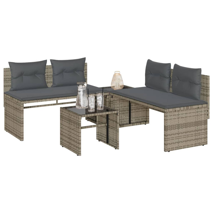 Set Mobilier De Grădină Cu Perne, 4 Piese, , Poliratan