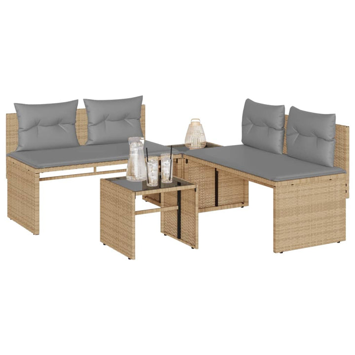 Set Mobilier De Grădină Cu Perne, 4 Piese, , Poliratan
