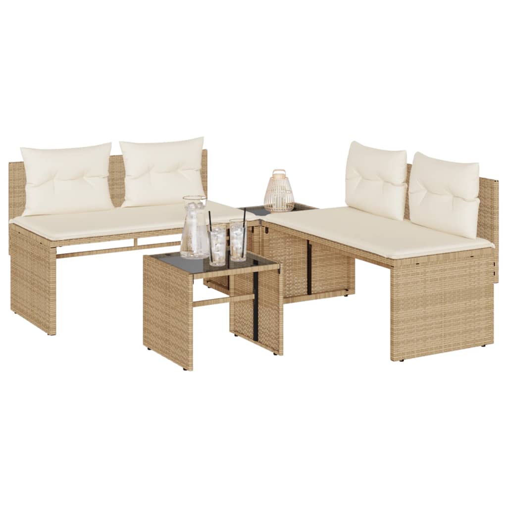 Set Mobilier De Grădină Cu Perne, 4 Piese, , Poliratan
