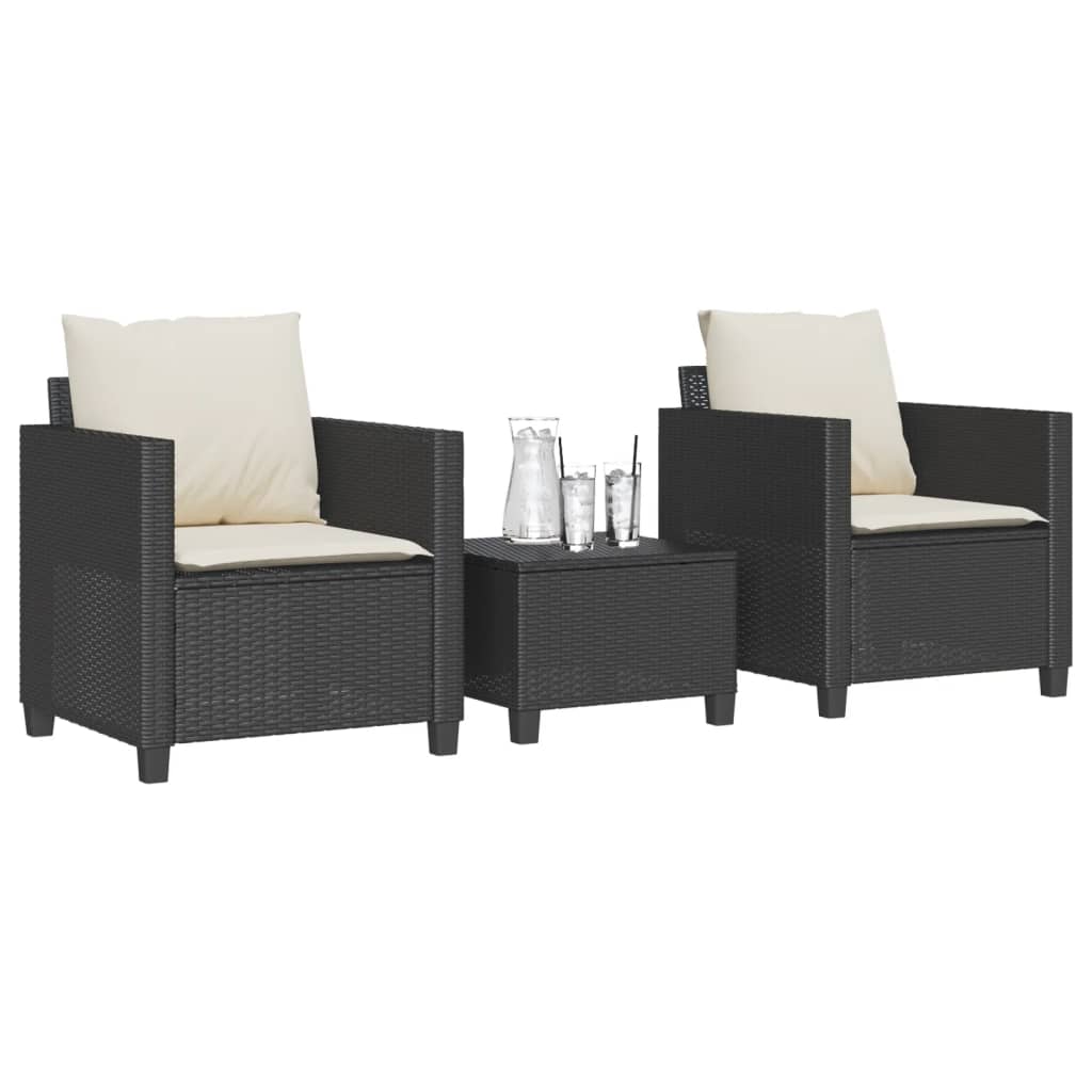 Set Bistro De Grădină Cu Perne, 3 Piese, , Poliratan