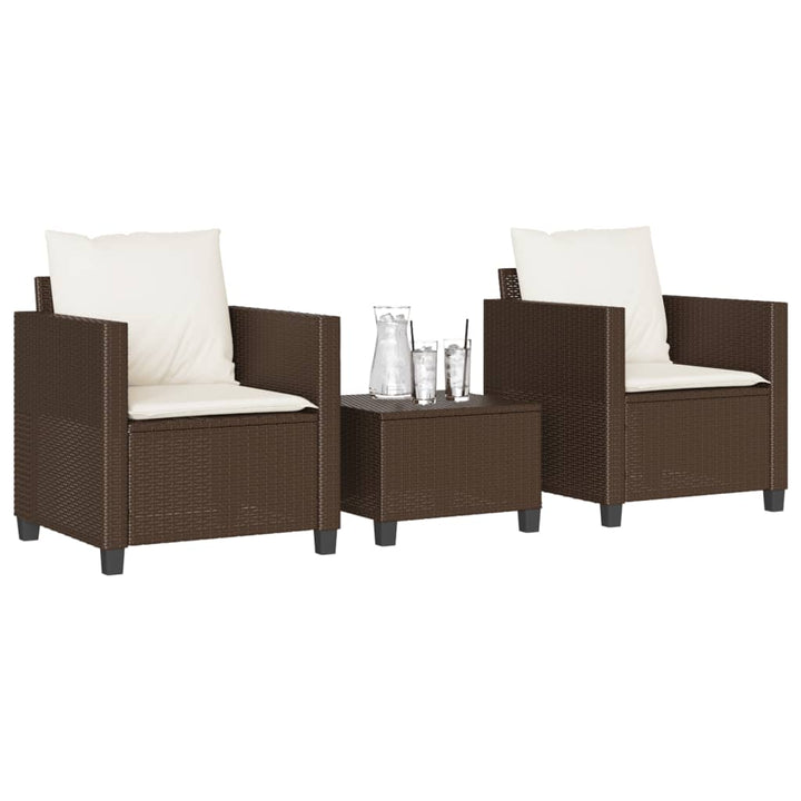 Set Bistro De Grădină Cu Perne, 3 Piese, , Poliratan