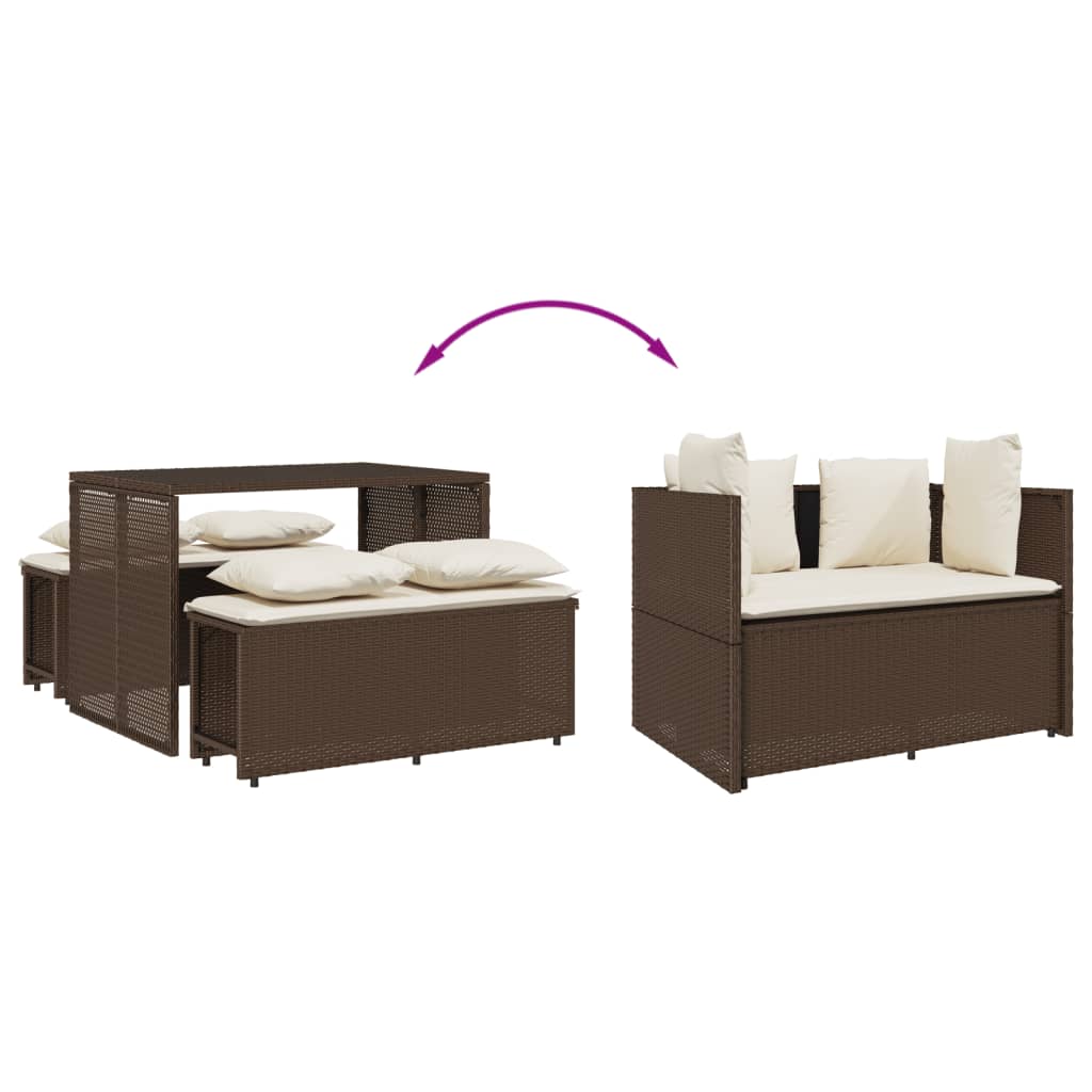 Set Mobilier De Grădină Cu Perne, 3 Piese, , Poliratan