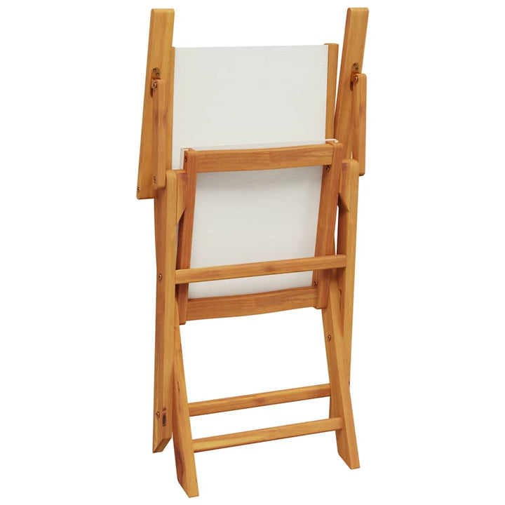 Scaune De Grădină 2 Buc., Alb , Lemn Masiv Acacia Și Textil