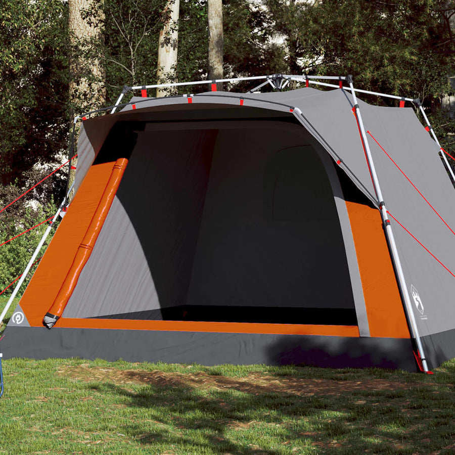 Cort Camping Cabană 4 Persoane Gri/Portocaliu Setare Rapidă
