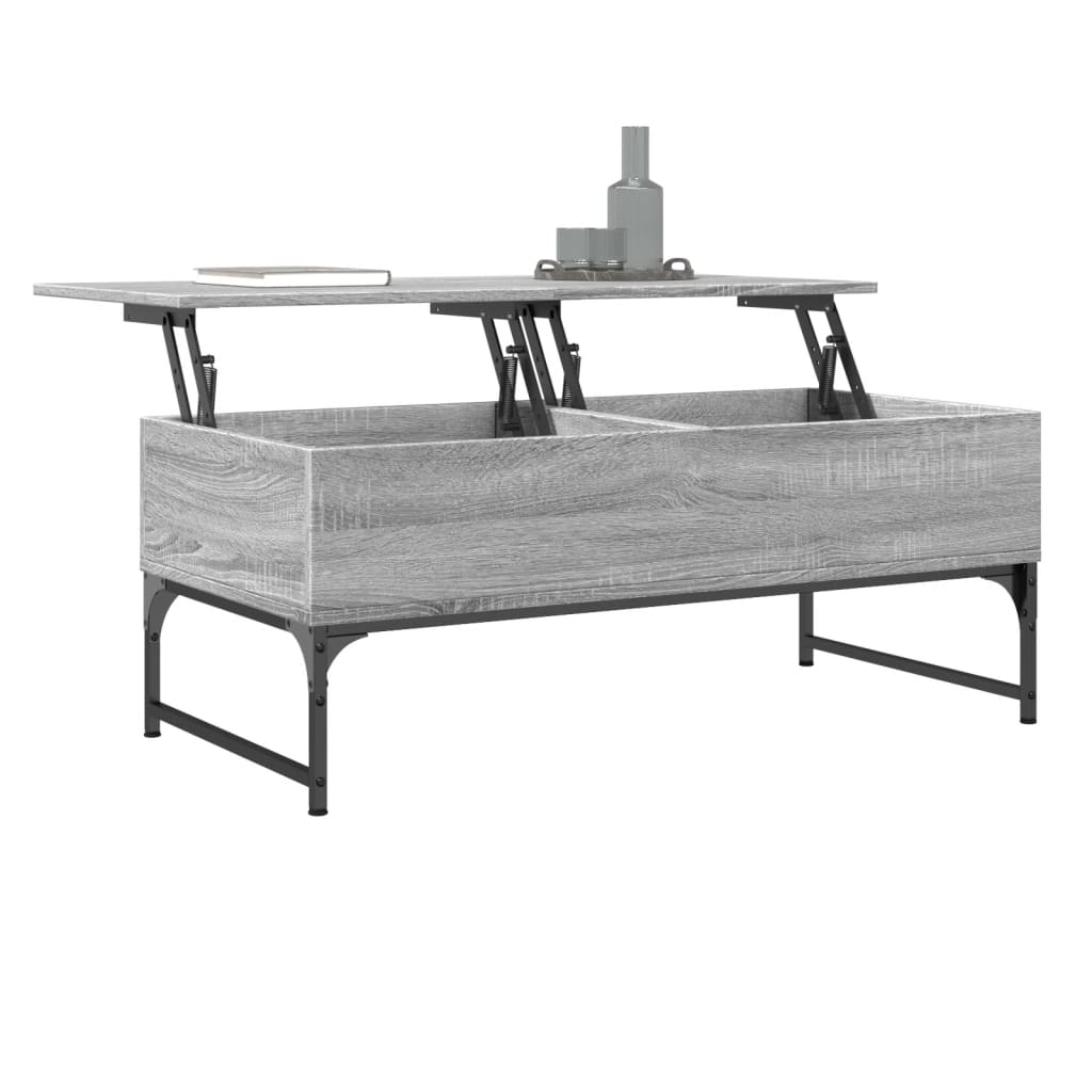 Măsuță De Cafea, Gri Sonoma, 100X50X40 Cm, Lemn Prelucrat/Metal
