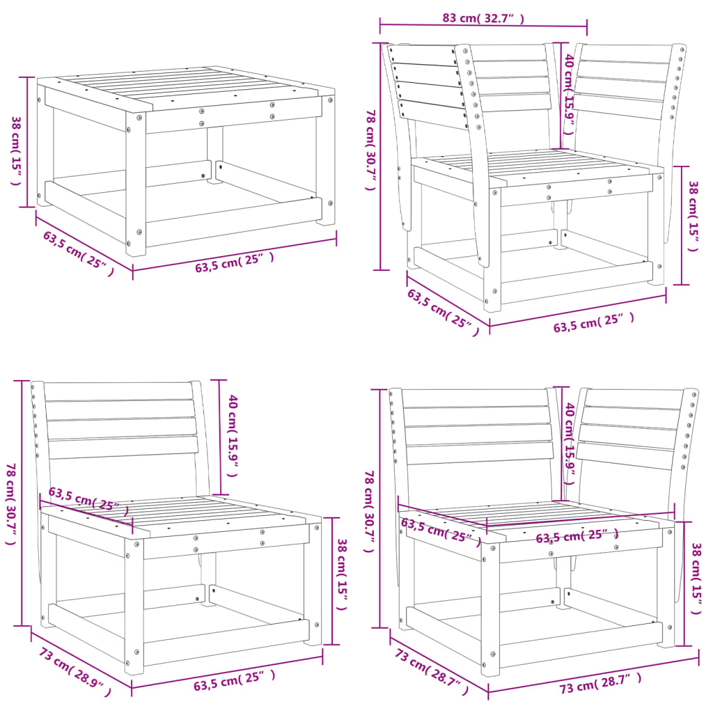 Set Mobilier Relaxare Pentru Grădină 5 Piese Lemn De Pin Tratat
