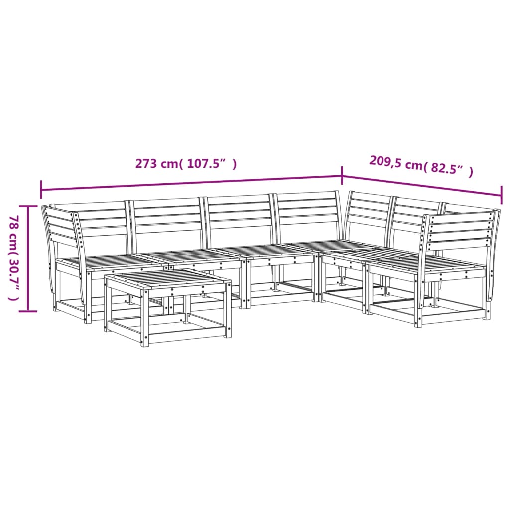 Set Mobilier De Grădină, 7 Piese, Lemn Masiv De Pin