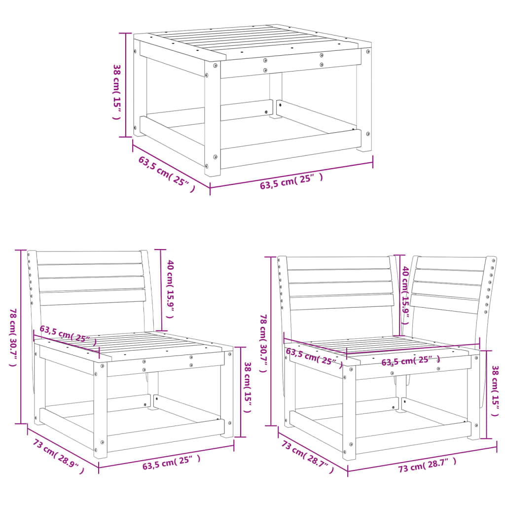 Set Mobilier De Grădină, 7 Piese, Lemn Masiv De Pin