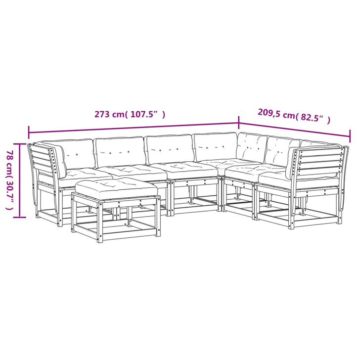 Set Mobilier De Grădină Cu Perne, 7 Piese, Lemn Masiv Douglas