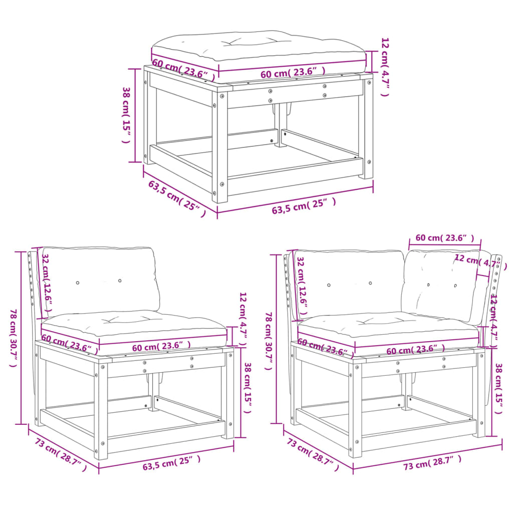 Set Mobilier De Grădină Cu Perne, 7 Piese, Lemn Masiv Douglas