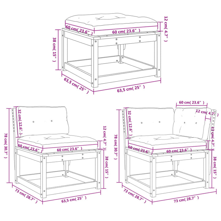 Set Mobilier De Grădină Cu Perne, 7 Piese, Lemn Masiv Douglas