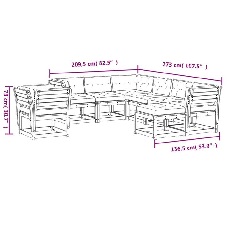 Set Mobilier De Grădină , 8 Piese, Lemn Masiv De Pin