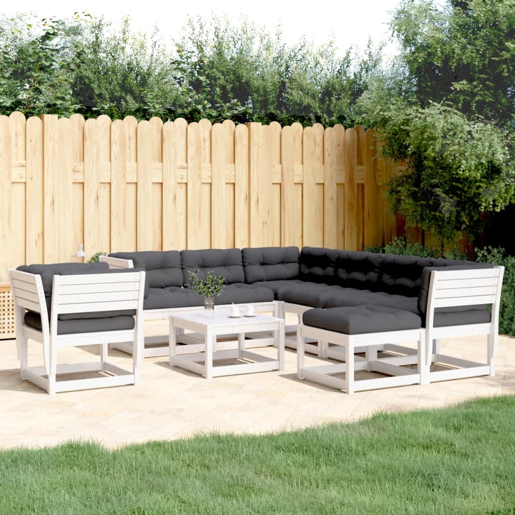 Set Mobilier De Grădină Cu Perne, 8 Piese, Lemn Masiv De Pin