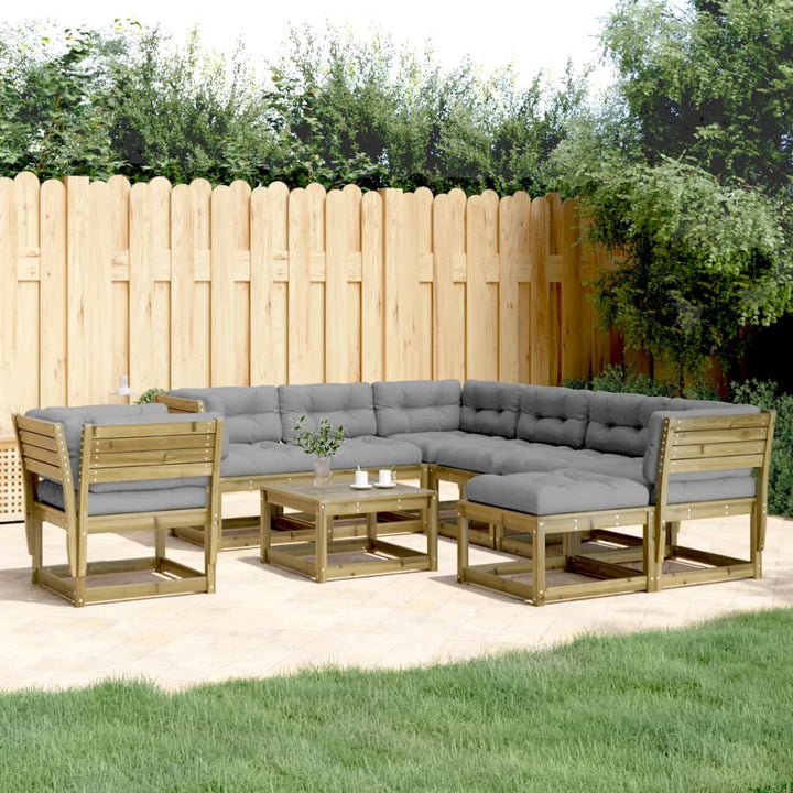 Set Mobilier De Grădină Cu Perne, 8 Piese, Lemn Masiv De Pin