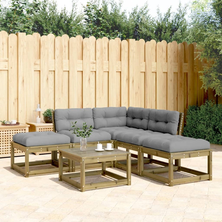 Set Canapele De Grădină Cu Perne, 5 Piese, Lemn Masiv De Pin