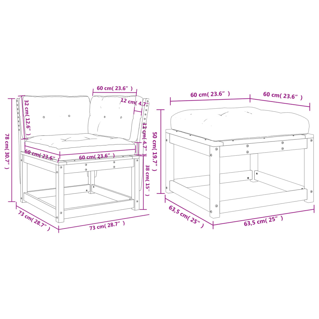 Set Mobilier De Grădină , 3 Piese, Lemn Masiv Douglas