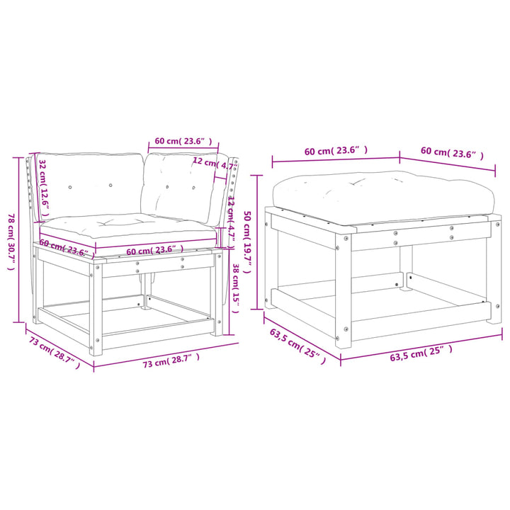 Set Mobilier De Grădină , 3 Piese, Lemn Masiv Douglas