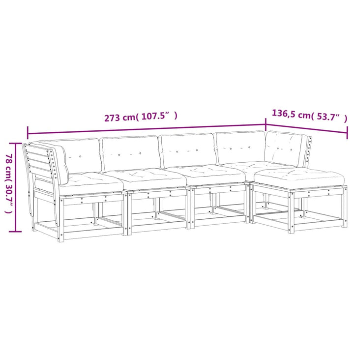 Set Mobilier De Grădină Cu Perne, 5 Piese, Lemn Masiv Douglas