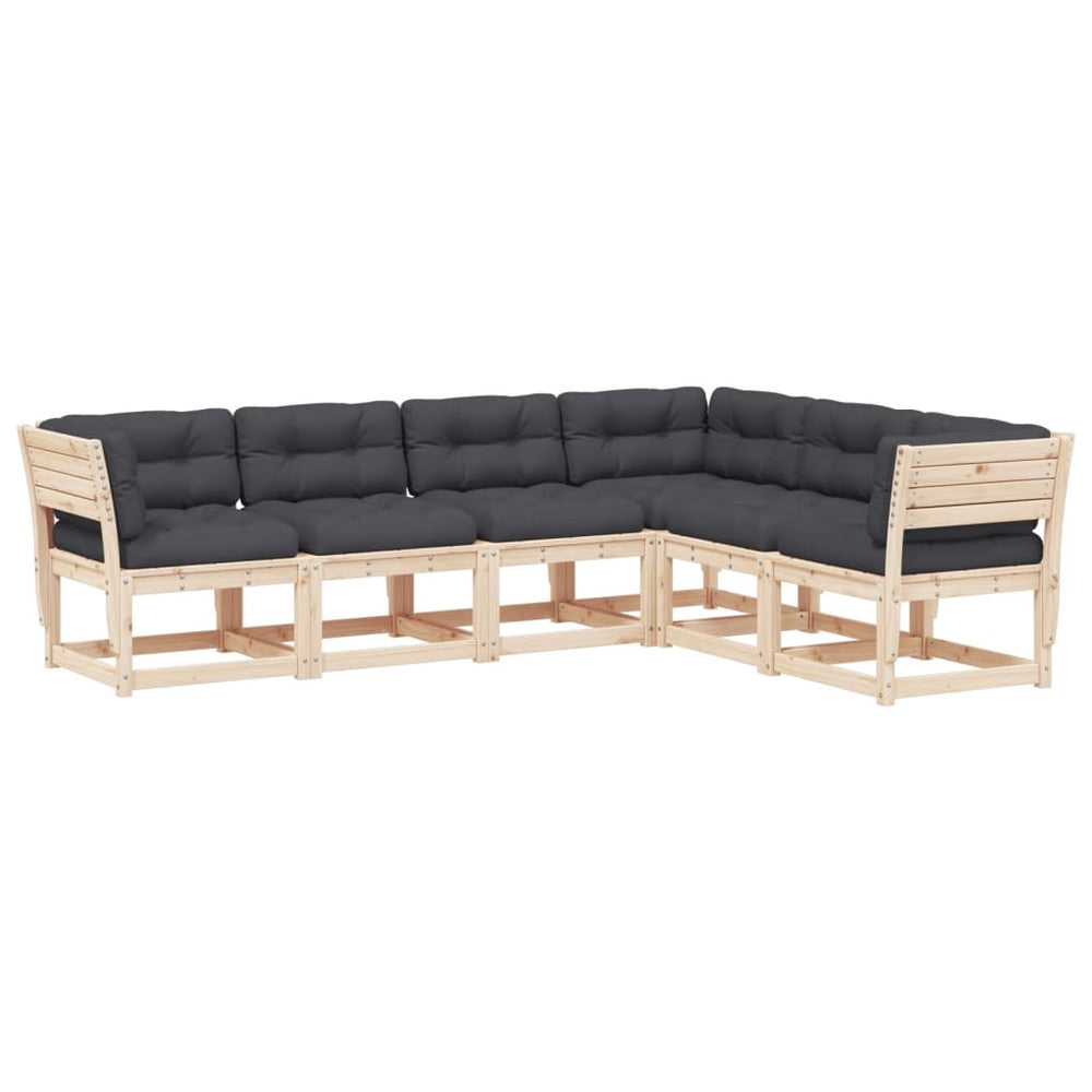 Set Canapele De Grădină Cu Perne, 6 Piese, Lemn Masiv De Pin