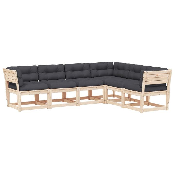 Set Canapele De Grădină Cu Perne, 6 Piese, Lemn Masiv De Pin