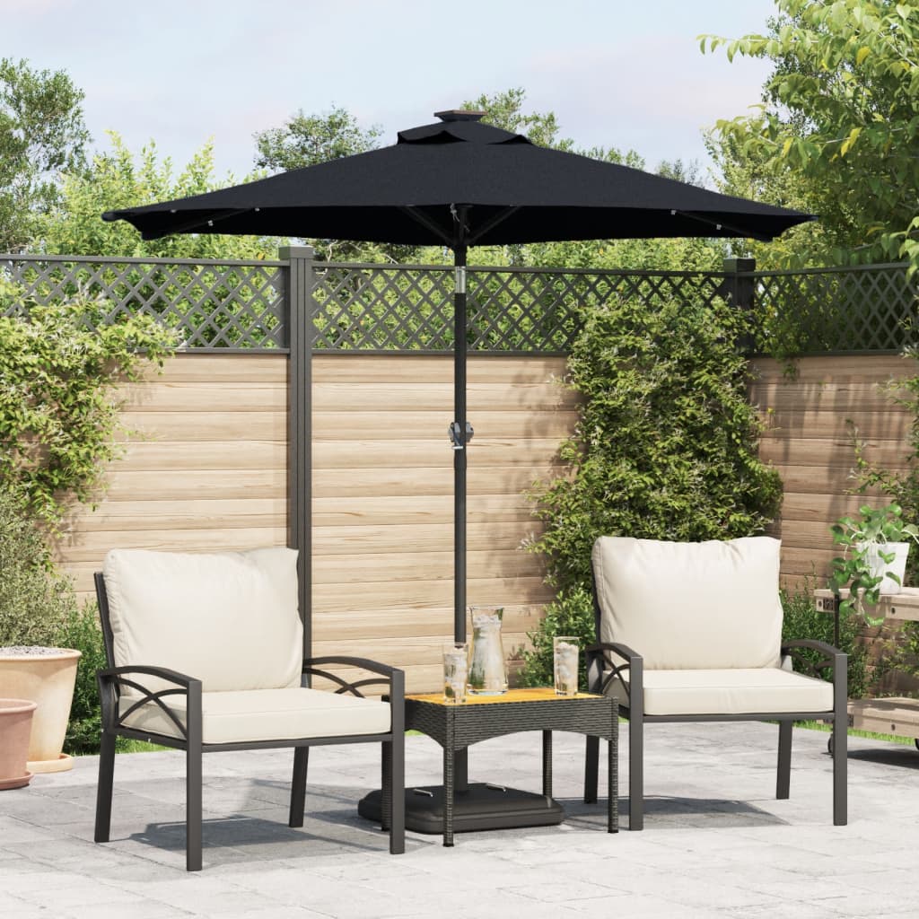 Umbrelă Soare De Grădină Stâlp Din Oțel/Led 225X225X212 Cm