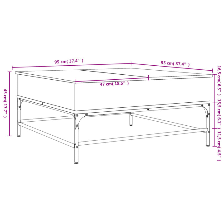 Măsuță Cafea 95X95X45 Cm Lemn Prelucrat Și Metal