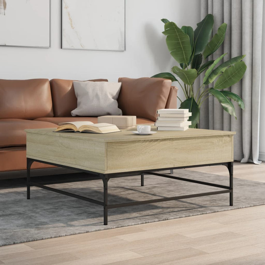 Măsuță Cafea 95X95X45 Cm Lemn Prelucrat Și Metal