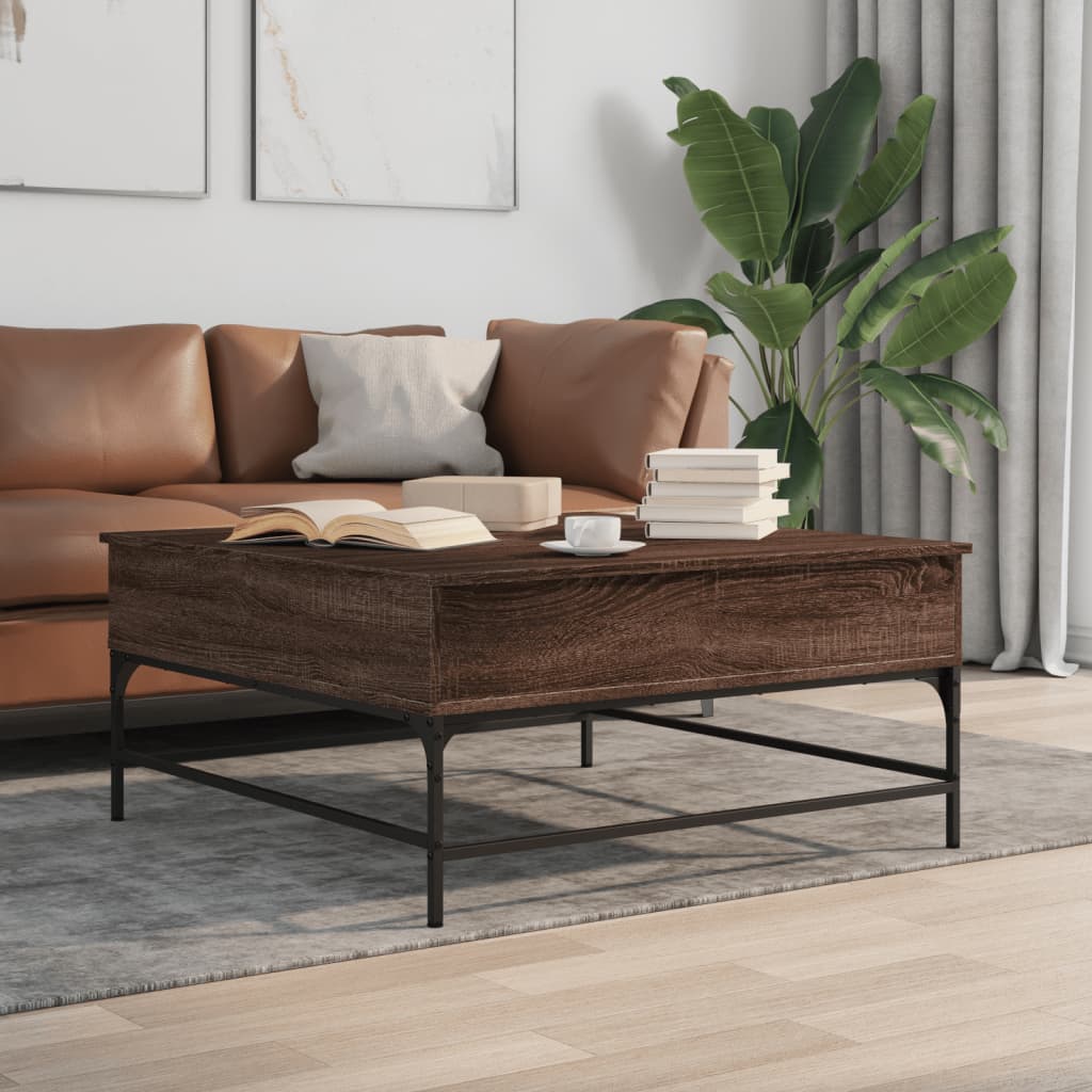 Măsuță Cafea 95X95X45 Cm Lemn Prelucrat Și Metal