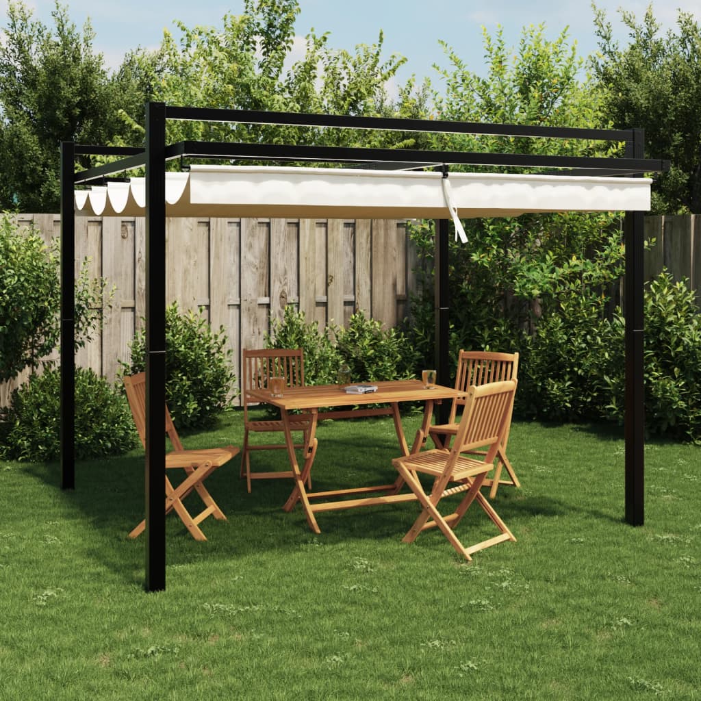 Foișor De Grădină Acoperiș Retractabil 3X3 M Aluminiu