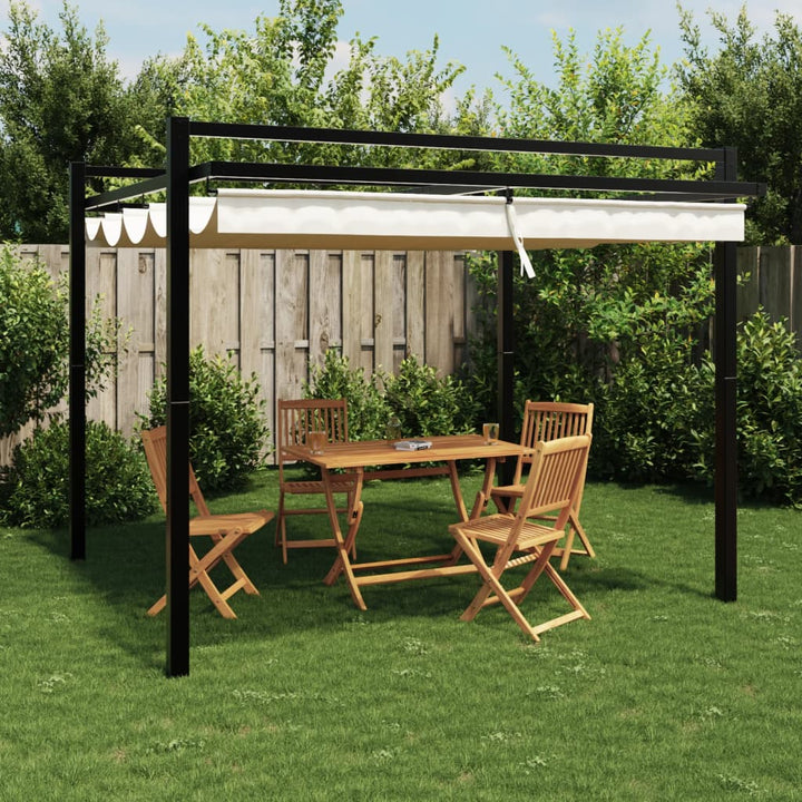 Foișor De Grădină Acoperiș Retractabil 3X3 M Aluminiu