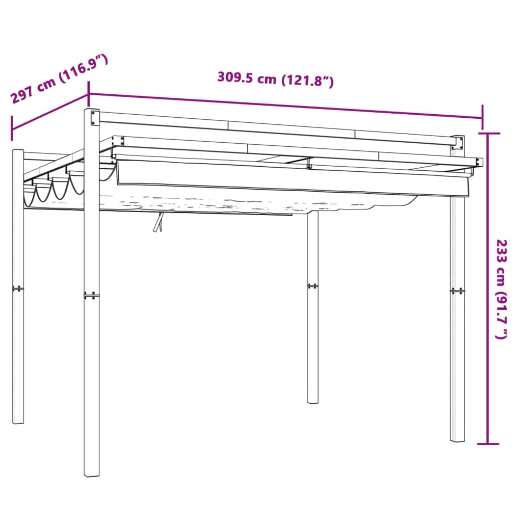 Foișor De Grădină Acoperiș Retractabil 3X3 M Aluminiu