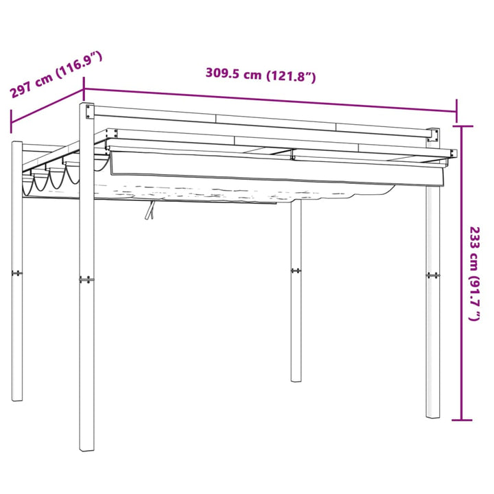 Foișor De Grădină Acoperiș Retractabil 3X3 M Aluminiu
