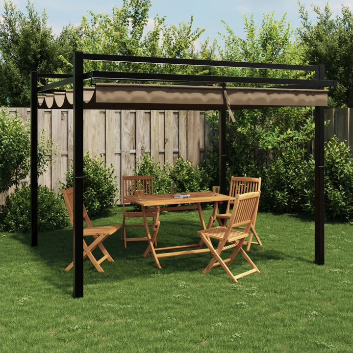 Foișor De Grădină Acoperiș Retractabil 3X3 M Aluminiu