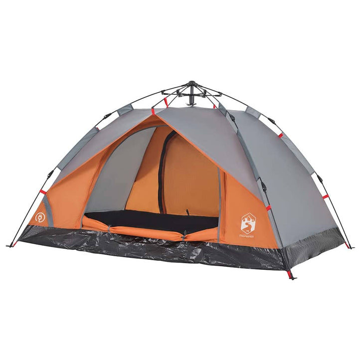 Cort Camping Cupolă , Gri/Portocaliu, Setare Rapidă