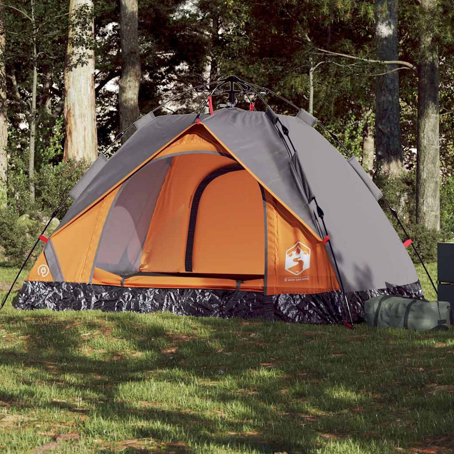 Cort Camping Cupolă , Gri/Portocaliu, Setare Rapidă