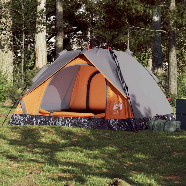 Cort Camping Cupolă , Gri/Portocaliu, Setare Rapidă