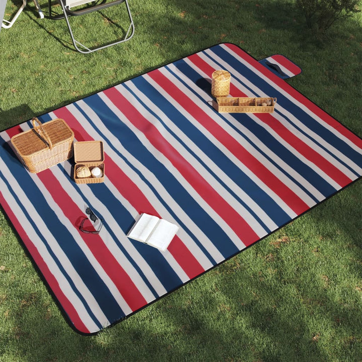 Pătură De Picnic Pliabilă, Carouri Albastre, Catifea