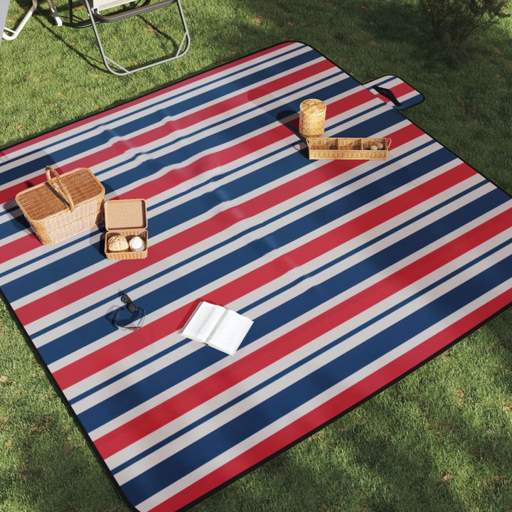 Pătură De Picnic Pliabilă, Carouri Albastre, Catifea