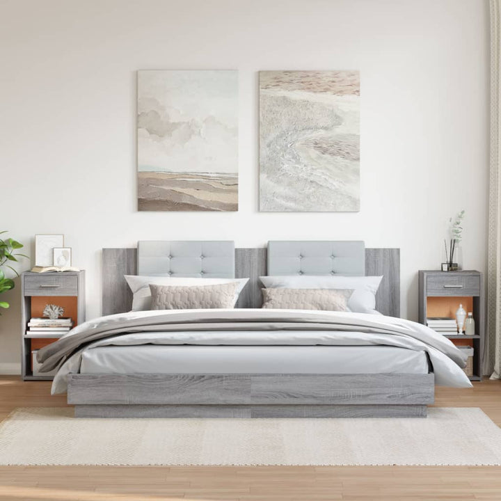 Noptiere, 2 Buc., Gri Sonoma, 35X34X65 Cm, Lemn Prelucrat