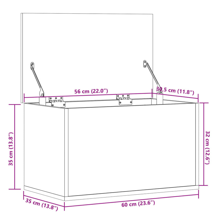 Cutie De Depozitare, Gri Beton, 60X35X35 Cm, Lemn Prelucrat