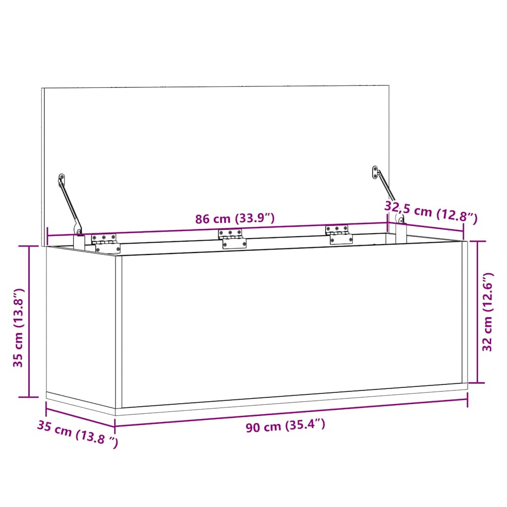 Cutie De Depozitare, Stejar Sonoma, 90X35X35 Cm, Lemn Prelucrat