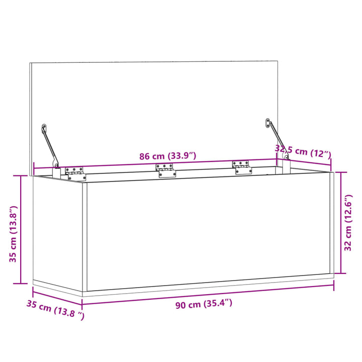 Cutie De Depozitare, Gri Beton, 90X35X35 Cm, Lemn Prelucrat