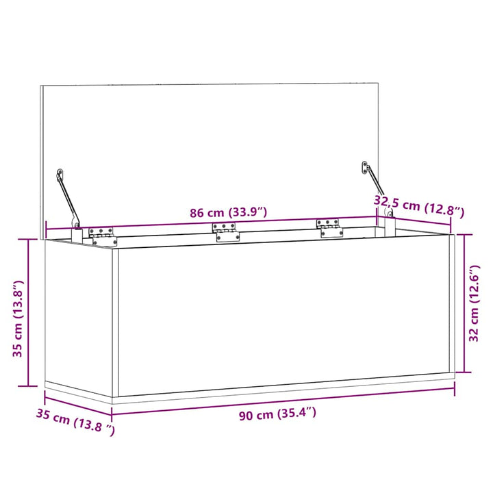 Cutie De Depozitare, Gri Sonoma, 90X35X35 Cm, Lemn Prelucrat