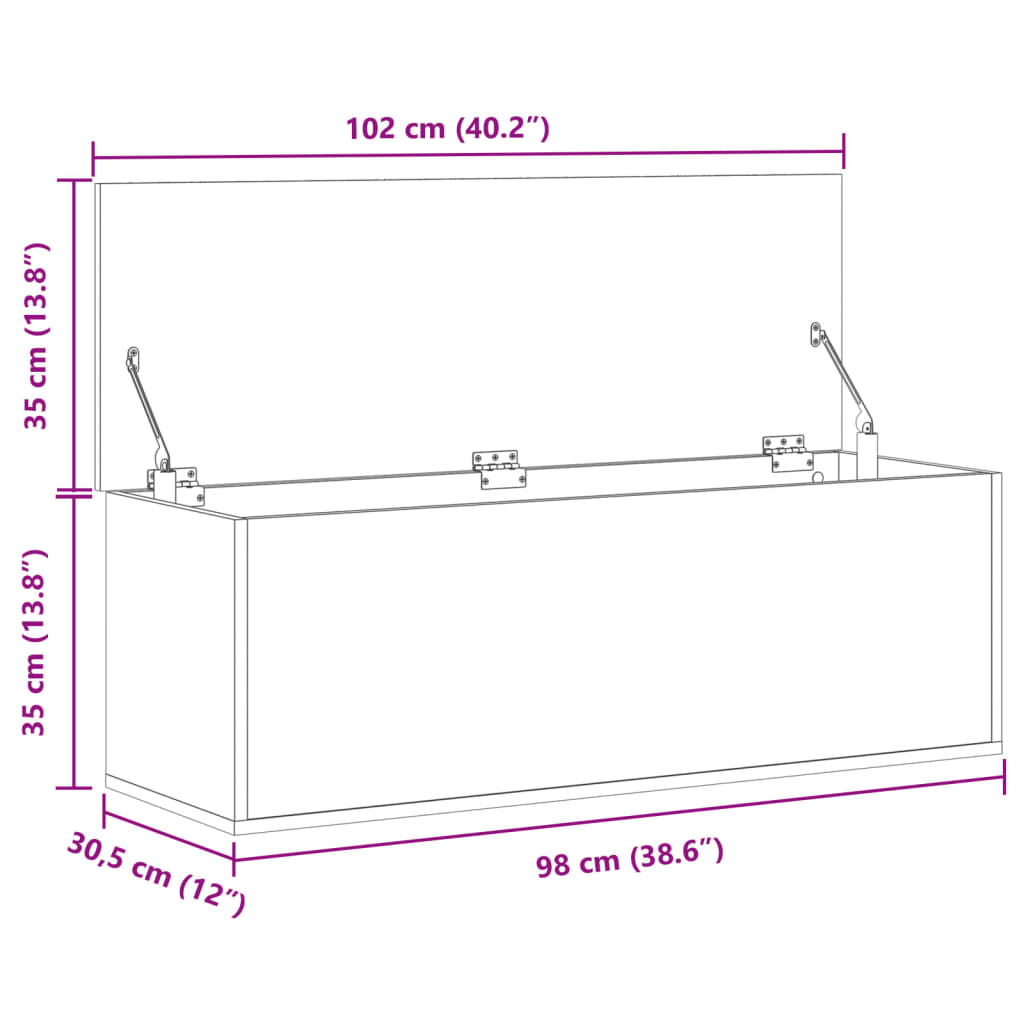 Cutie De Depozitare, Negru, 102X35X35 Cm, Lemn Prelucrat