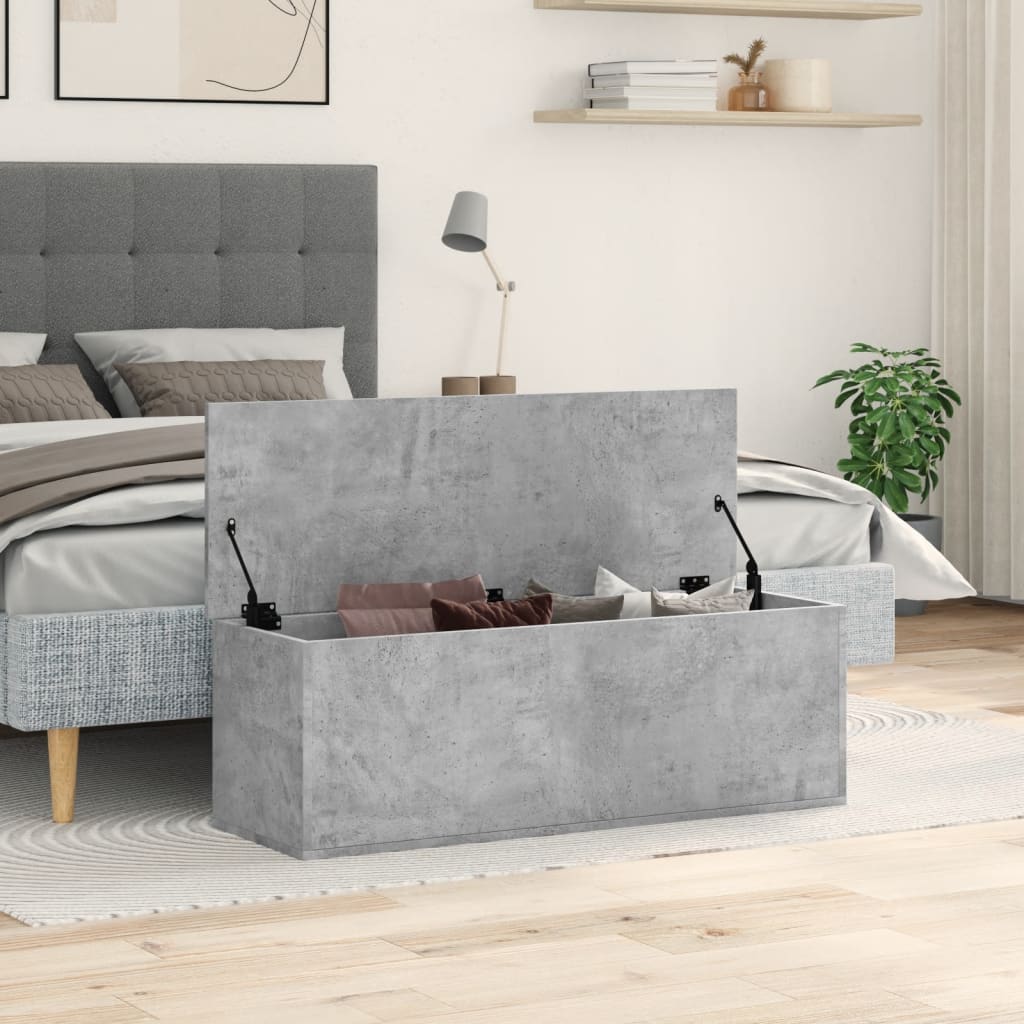 Cutie De Depozitare, Gri Beton, 102X35X35 Cm, Lemn Prelucrat