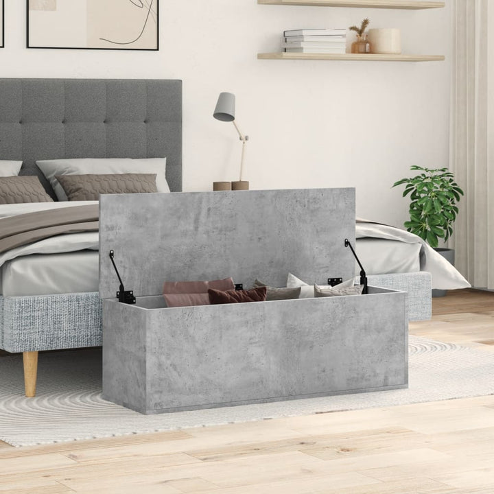 Cutie De Depozitare, Gri Beton, 102X35X35 Cm, Lemn Prelucrat