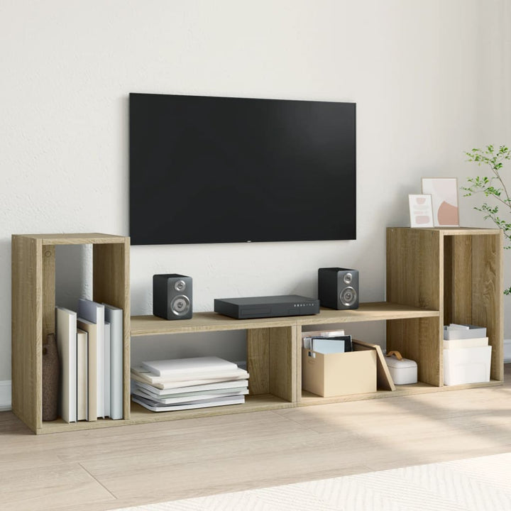 Comodă Tv, 2 Buc., Gri Sonoma, 100X30X50 Cm, Lemn Prelucrat