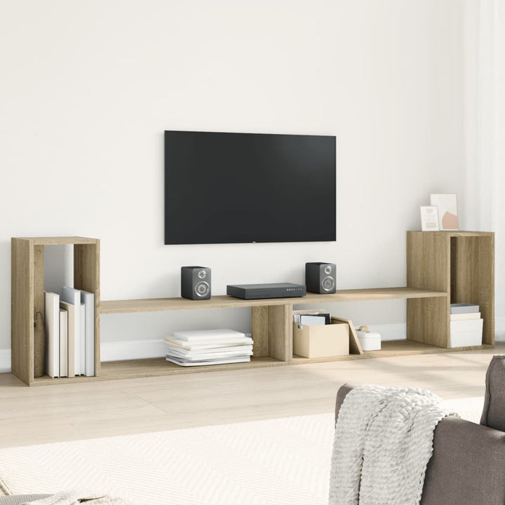 Comodă Tv, 2 Buc., Gri Sonoma, 100X30X50 Cm, Lemn Prelucrat