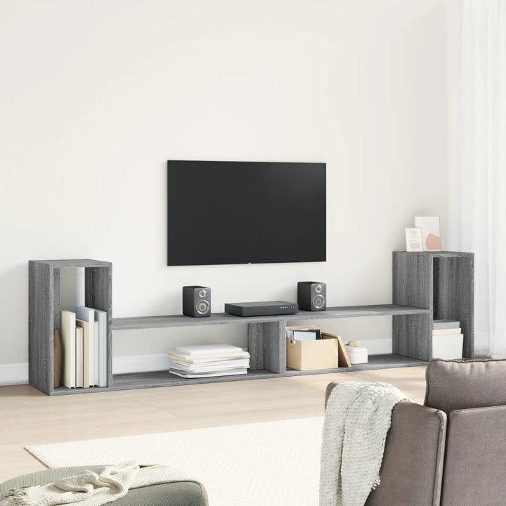 Comodă Tv, 2 Buc., Gri Sonoma, 100X30X50 Cm, Lemn Prelucrat
