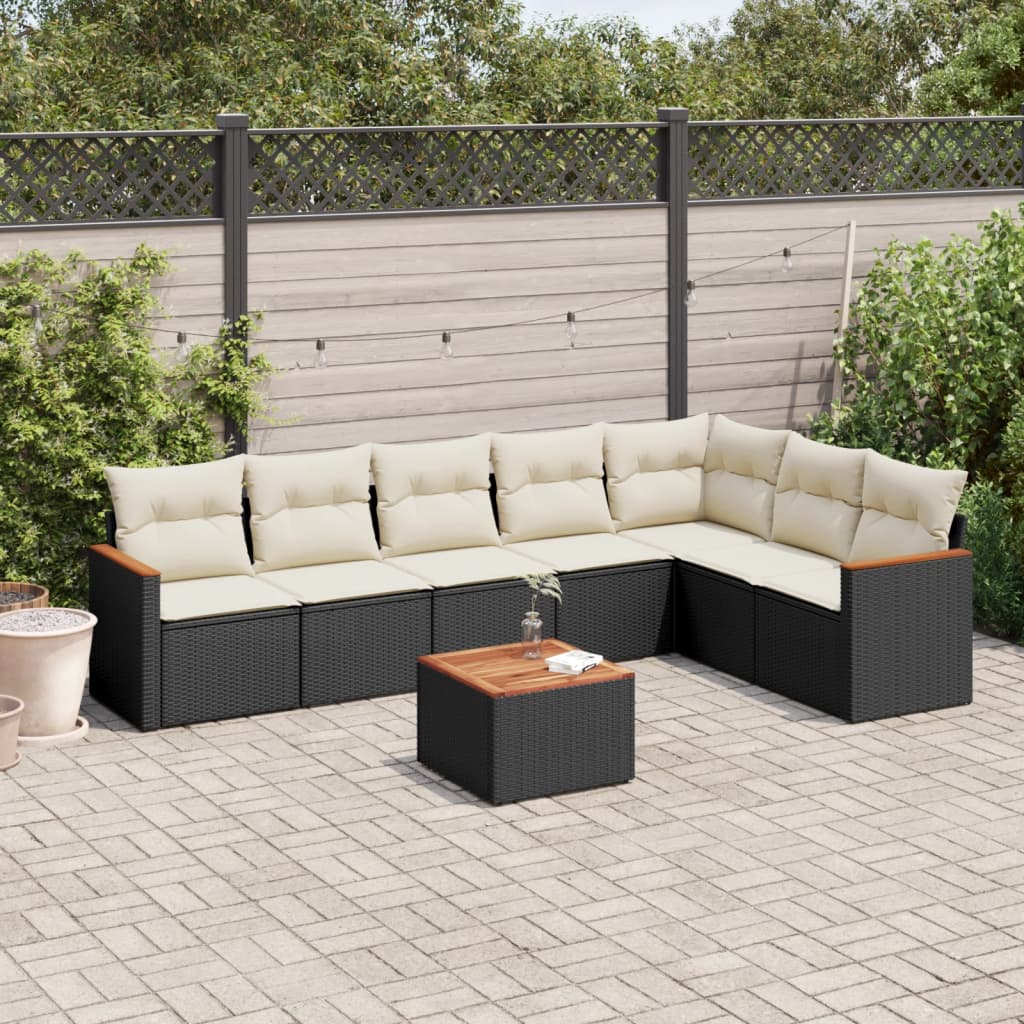 Set Mobilier De Grădină Cu Perne, 8 Piese, , Poliratan